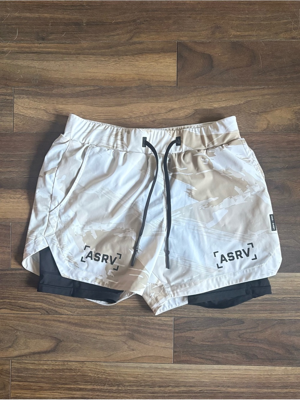 ASRV Black Inner-Lined Athletic Shorts with White Trim